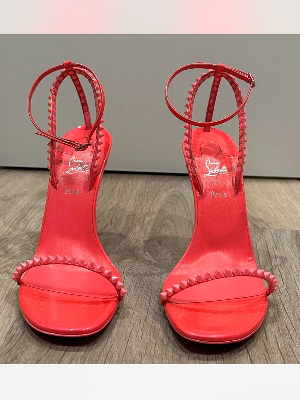 Christian Louboutin Red Studded Ankle-Strap Sandals